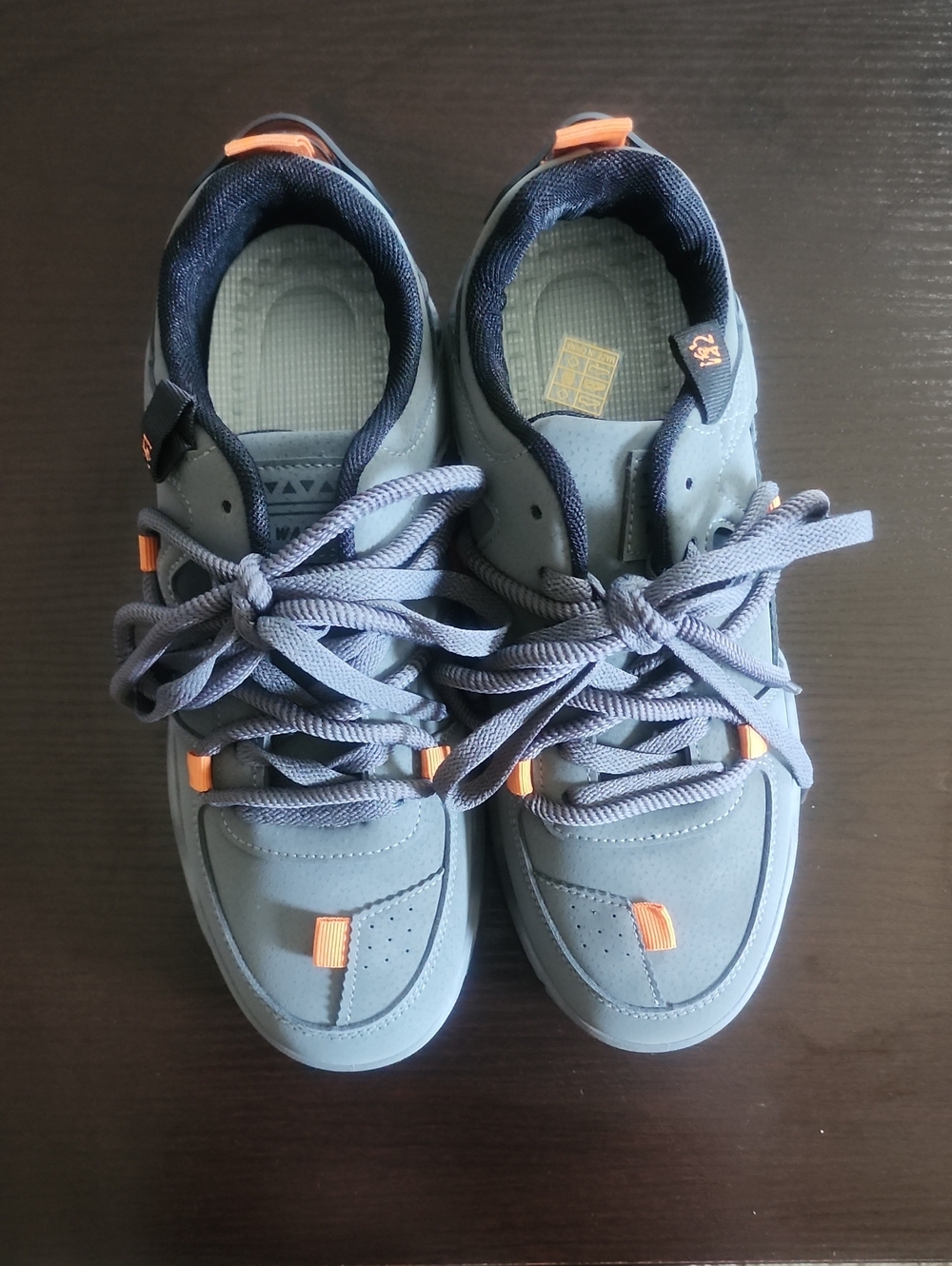 Women's Navy Sneakers with Orange Accents - Sporty Lace-Up